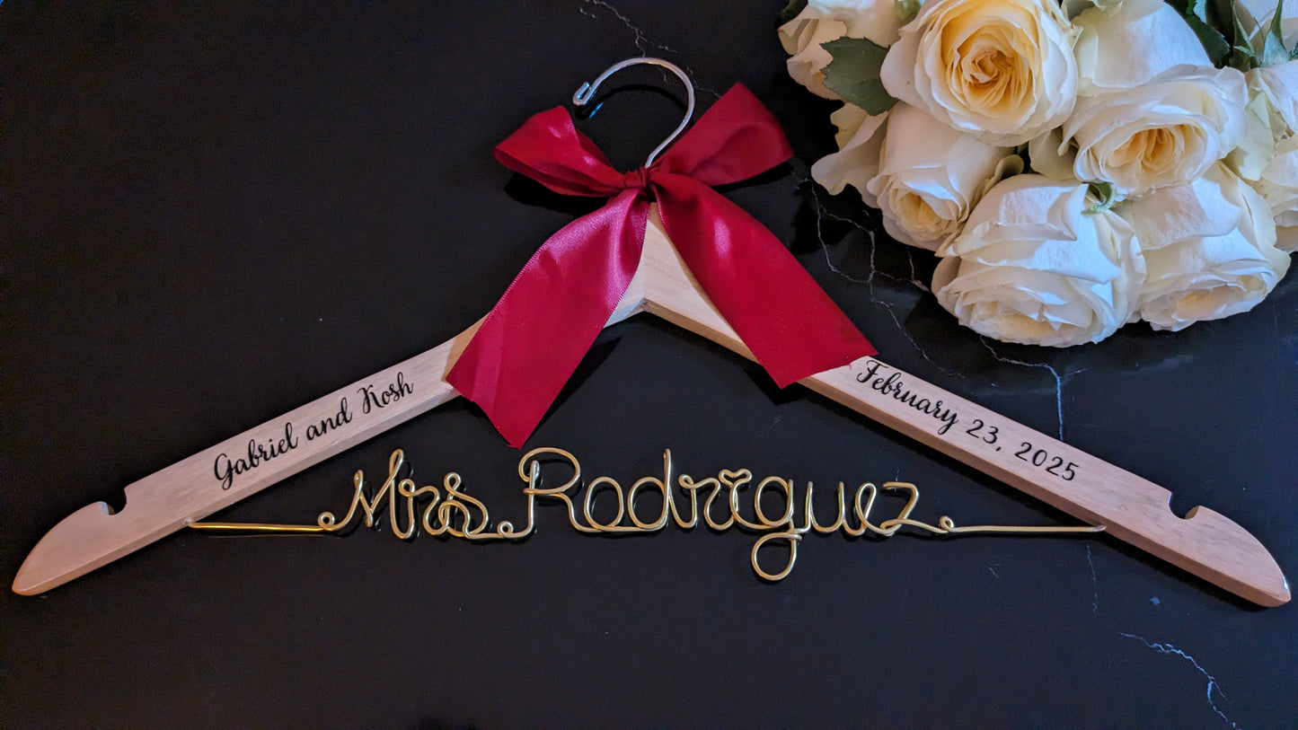 Personalized Wedding Dress Hanger Wedding Gift for Bride, Bridal Hanger, Bridal Shower Gifts, Bridesmaid Hangers