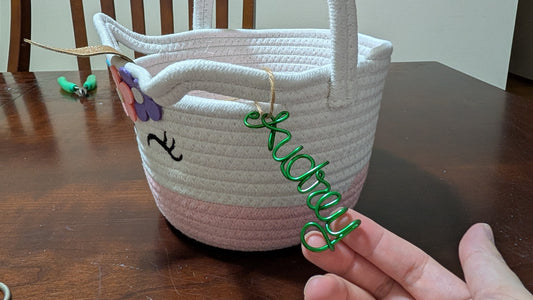 Personalized Handmade Name Tag for Car Mirror, Bag, Easter Basket, Baby Girl Name Easter, Baby Boy Name Easter, Name Plate