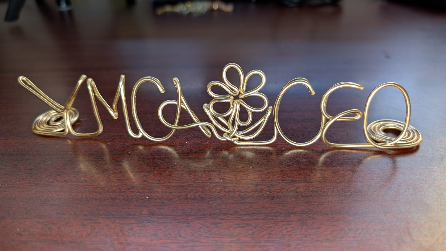 Name Plate, Wire Name Tag, Standing Desk Name, Decor Name, Custom Name for Event, Conference, Party, Office Desk, Custom Name Gift