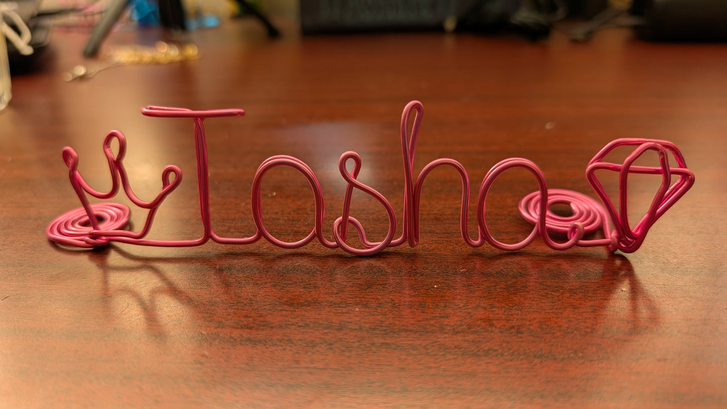 Name Plate, Wire Name Tag, Standing Desk Name, Decor Name, Custom Name for Event, Conference, Party, Office Desk, Custom Name Gift