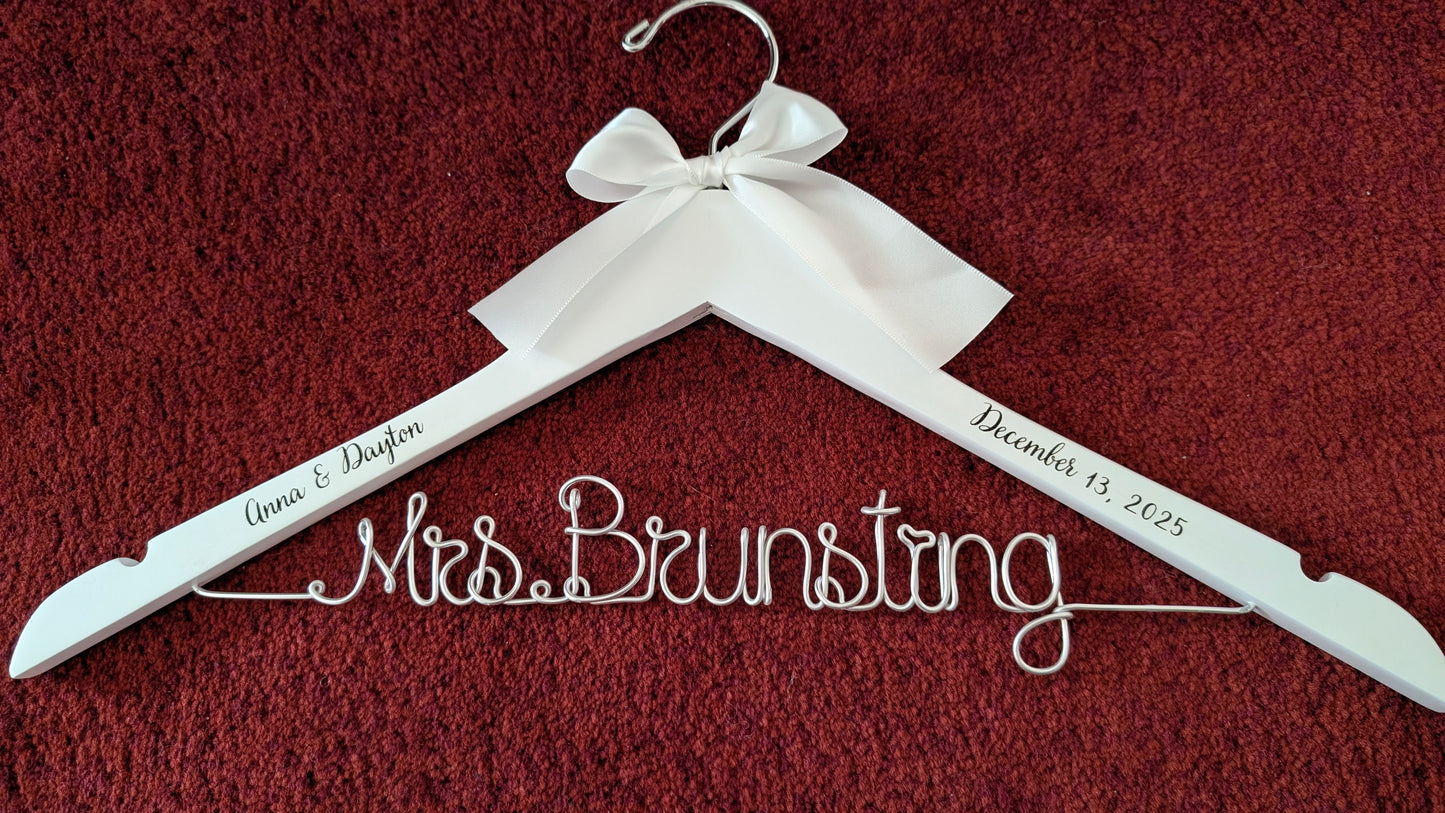 Personalized Wedding Dress Hanger Wedding Gift for Bride, Bridal Hanger, Bridal Shower Gifts, Bridesmaid Hangers