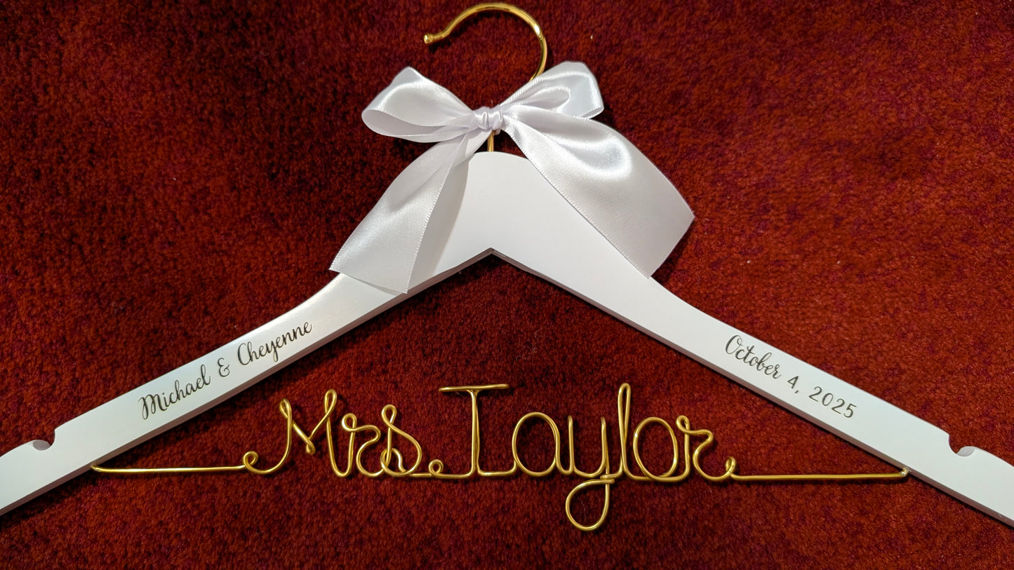 Personalized Wedding Dress Hanger Wedding Gift for Bride, Bridal Hanger, Bridal Shower Gifts, Bridesmaid Hangers