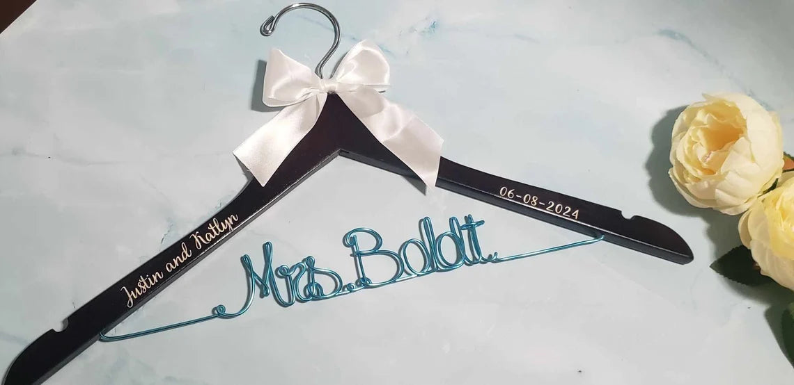 Personalized Wedding Dress Hanger Wedding Gift for Bride, Bridal Hanger, Bridal Shower Gifts, Bridesmaid Hangers