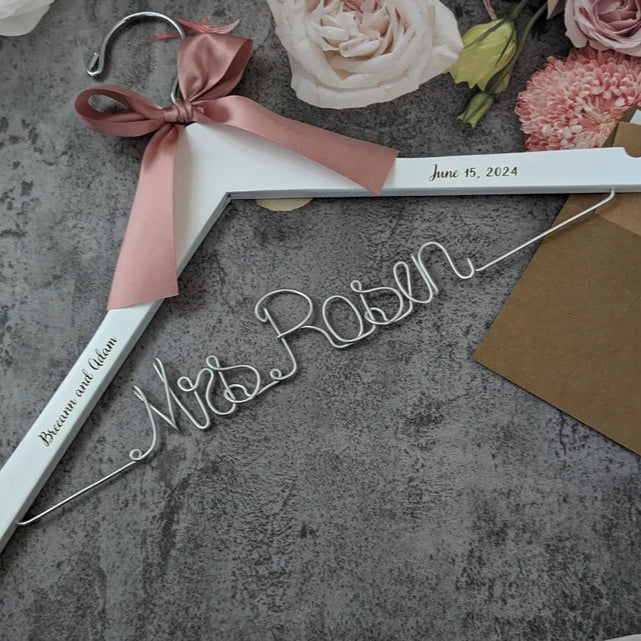 Personalized Wedding Dress Hanger Wedding Gift for Bride, Bridal Hanger, Bridal Shower Gifts, Bridesmaid Hangers