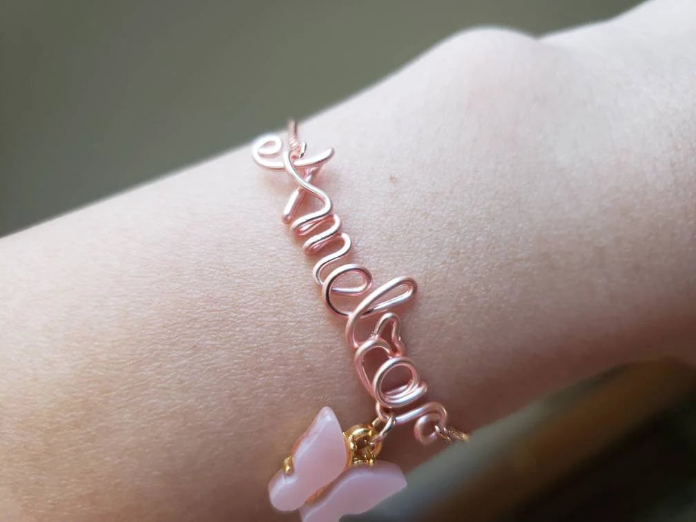 Name Bracelet, Butterfly charm Personalized Bracelet, Custom Name Bracelet for Women/Teen Girl