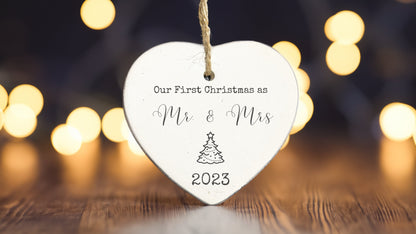 First Christmas Ornaments Married Baby